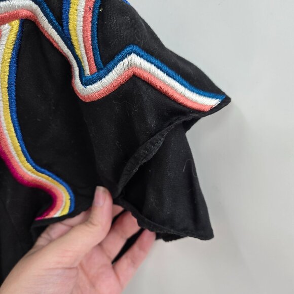 Catherine Malandrino Black Embroidery Off-Shoulder Blouse Size Large - Picture 3 of 8